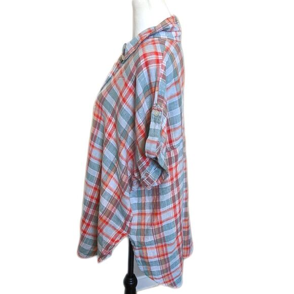 5/$55 American Eagle Outfitters NWT oversized button down plaid blouse S - Picture 2 of 12